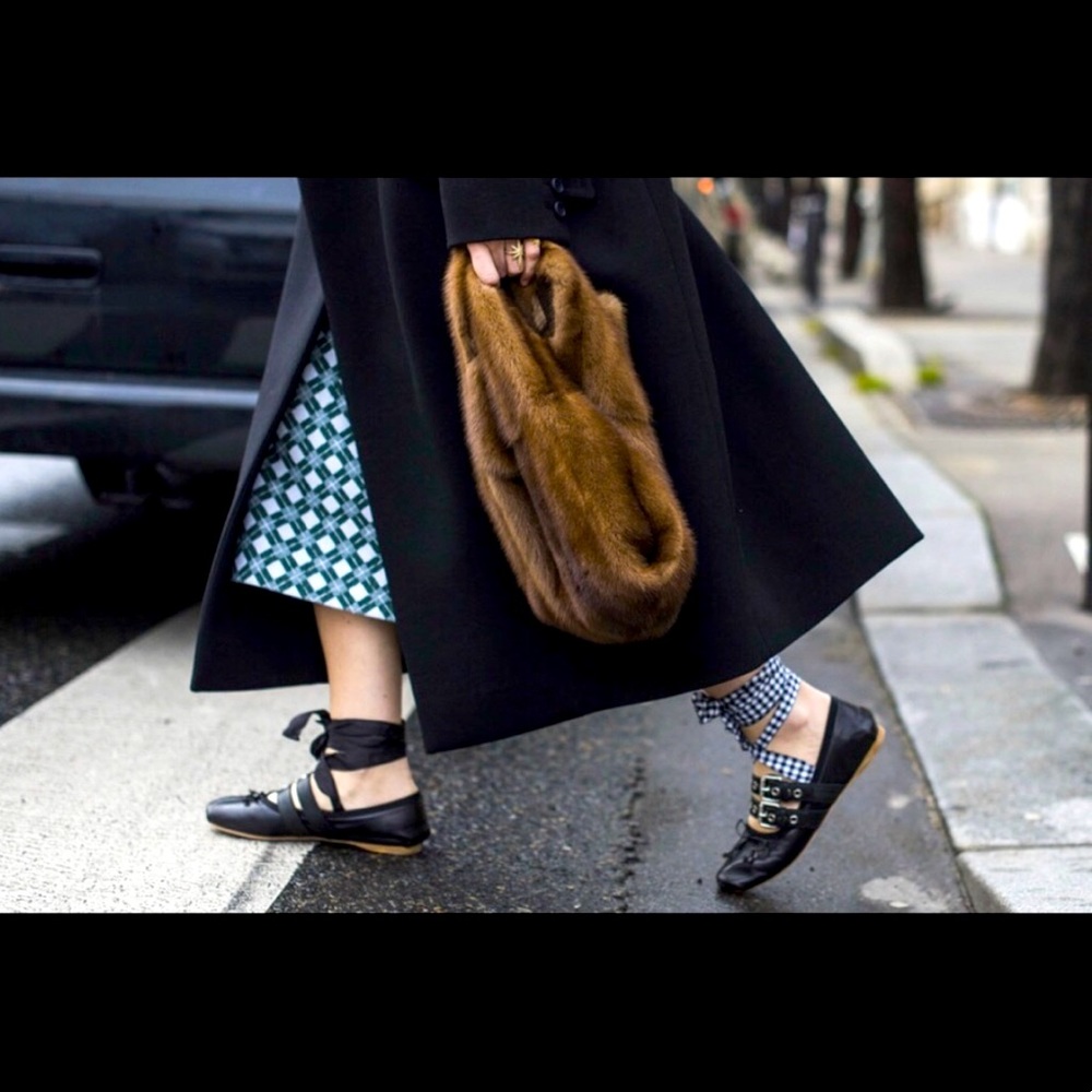 Miu Miu Black Women's Buckle Ballet Flats
